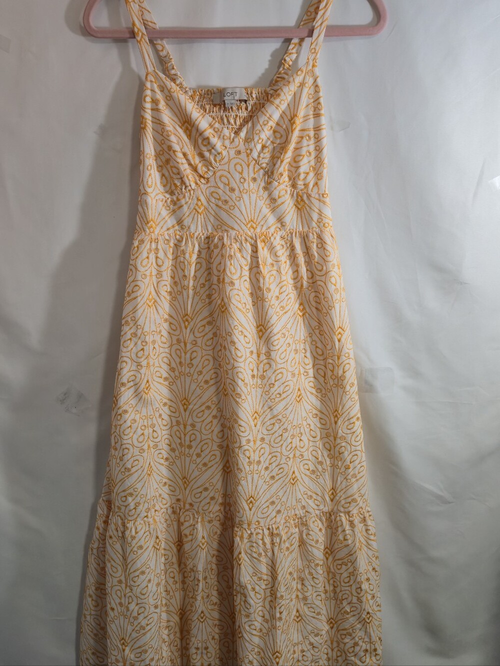LOFT Yellow and White Printed Maxi Dress